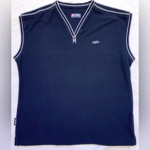 LOTTO-navy blue cotton, large, women’s v-neck sleeveless, white trim